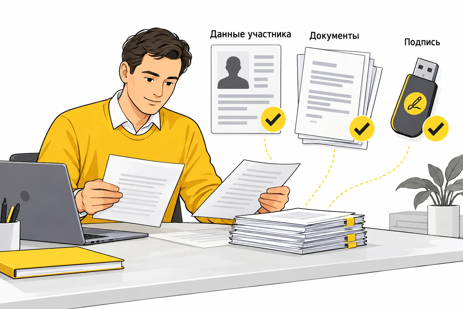 Покупатель готовит данные участника, документы и электронную подпись