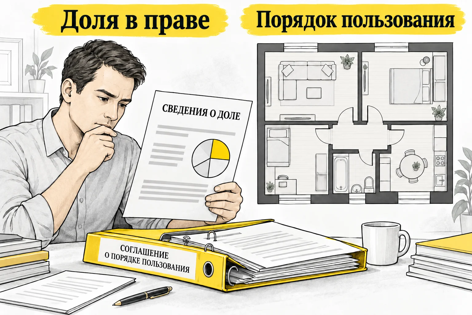 Покупатель сопоставляет сведения о доле в праве с документами о порядке пользования квартирой