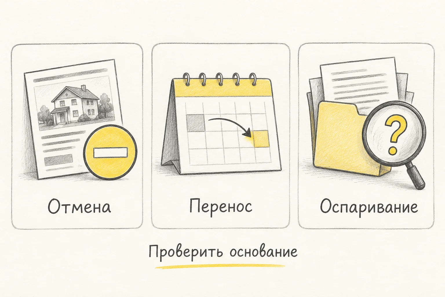 Разные события: отмена, перенос и судебное оспаривание торгов