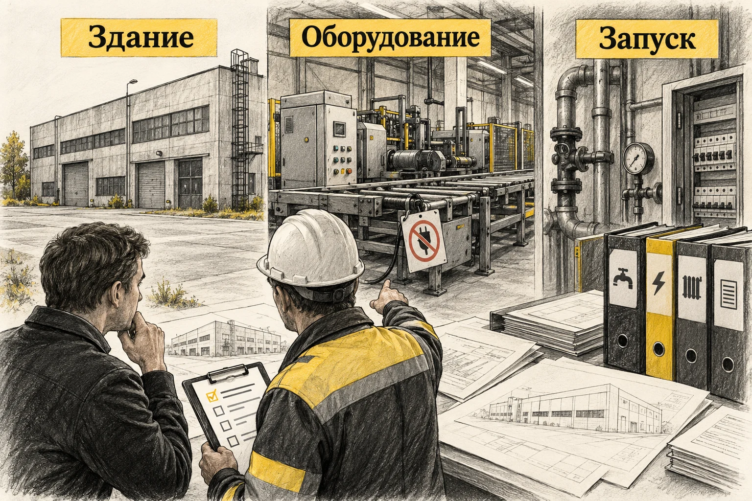 Покупатель сопоставляет здание, оборудование и необходимые действия для запуска