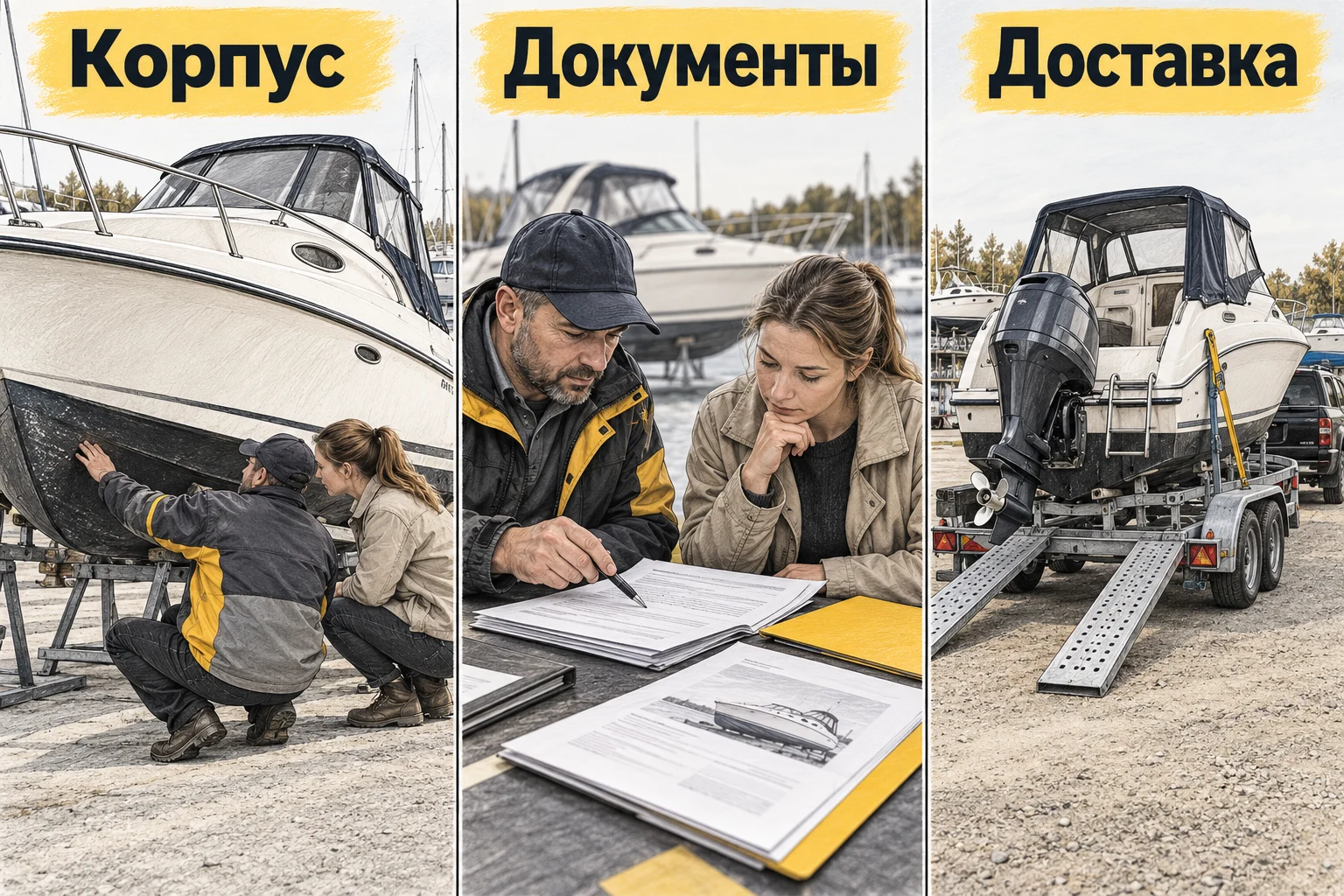 Покупатель проверяет корпус судна, документы и способ доставки
